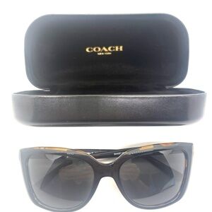 COACH Women’s Black and Tortoiseshell Sunglasses with Case
